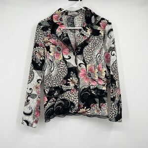 Niji of Waikiki Hawaiian Button Jacket M Art to Wear Floral Paisley Eyelets